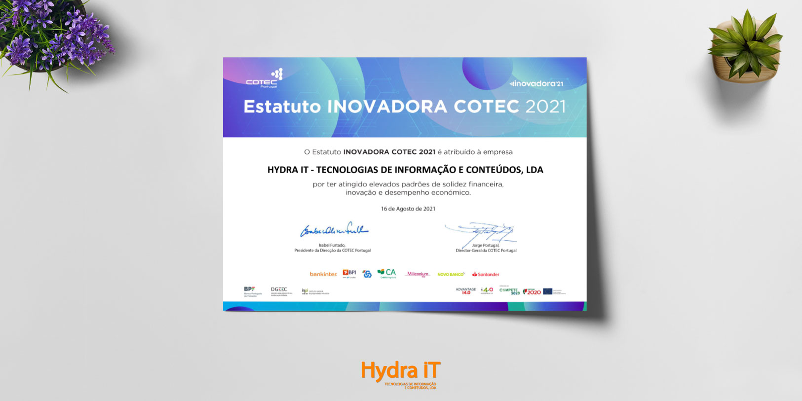 Hydra iT conquista Estatuto INOVADORA COTEC 2021